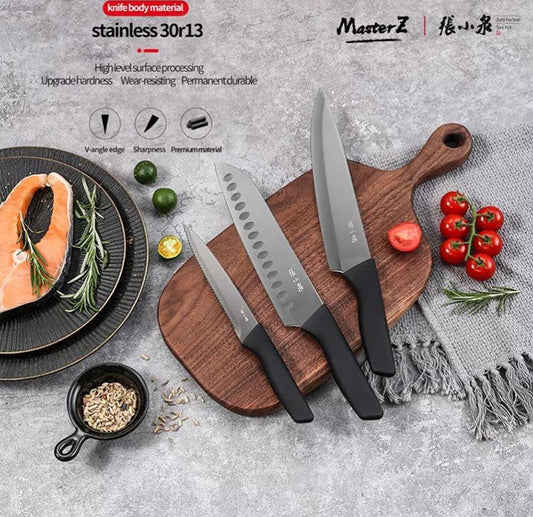 【ZHANG XIAO QUAN】 Black Knight Kitchen Knife Set 7pcs